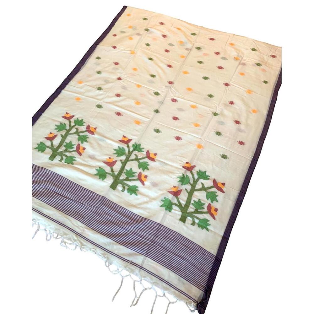 Festival Saree Cotton Khadi Jamdani Sari Casual Wear Partywear Saree